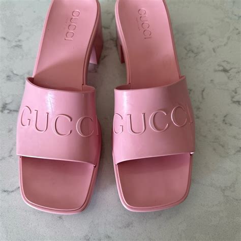 gucci logo rubber sandals|More.